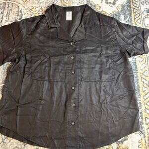Member's Mark Womens Black 100% Lyocell Tencel Camp Shirt Button Front NWT Large